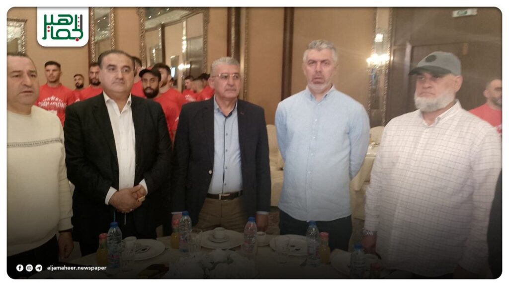 لقطات من حفل تكريم فرق وكوادر الأندية الحلبية: أهلي حلب بطل الدوري الممتاز لكرة القدم، والحرية الصاعد إلى الدوري الممتاز، وعندان الصاعد إلى الدرجة الأولى