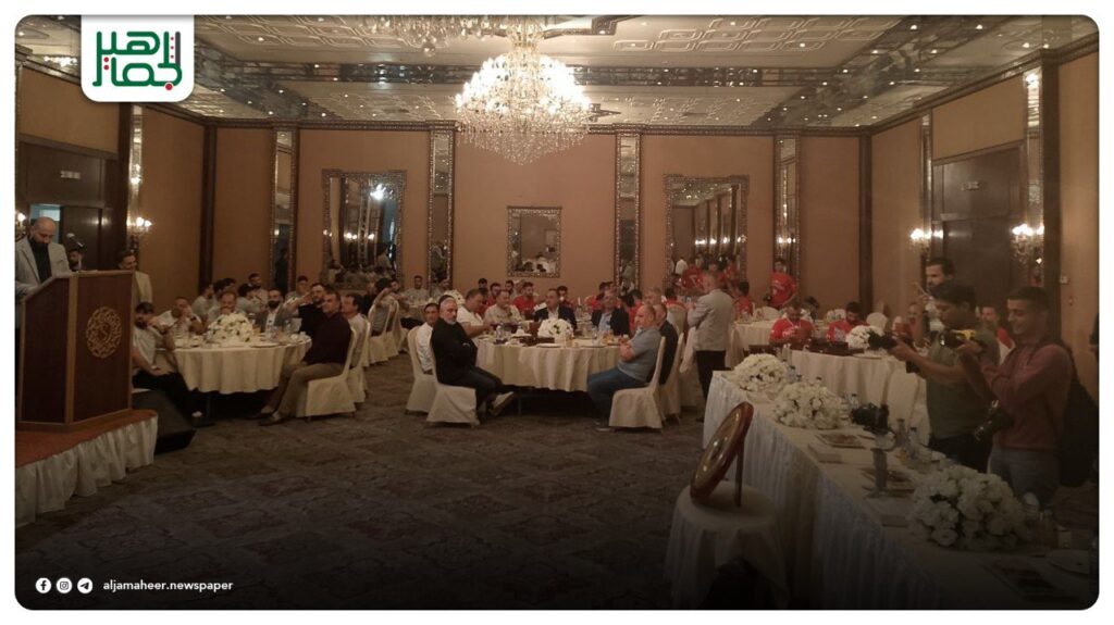 لقطات من حفل تكريم فرق وكوادر الأندية الحلبية: أهلي حلب بطل الدوري الممتاز لكرة القدم، والحرية الصاعد إلى الدوري الممتاز، وعندان الصاعد إلى الدرجة الأولى