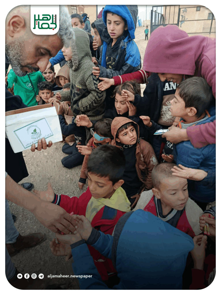 جمعية فرح الخير تدخل البهجة إلى قلوب أطفال مخيم الرسم الأخضر في عيد النصر والتحرير